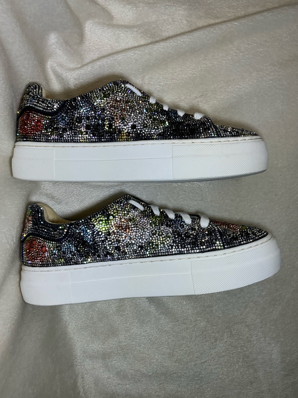 Betsey Johnson "Sidny" Rhinestone Platform Sneakers – Navy Floral Women’s Size 7 - Picture 6 of 9